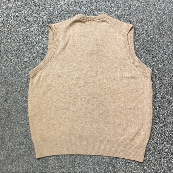 Vintage LL Bean 100% Lambs Wool V Neck Sweater Vest Men’s LG Brown Scotland - Picture 5 of 8